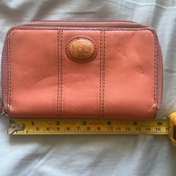 Coach Leather Peach Zip Wallet- Small - Picture 5 of 9